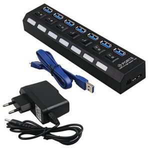 Multi 7 Ports USB Hub 2.0 480Mbps High Speed Hub USB On/Off Switch Portable USB Splitter Peripherals Accessories For Computer PC GDMALL