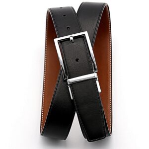 Men's Leather Belt Rotating Pin Buckle Belt Men's Wide Belt Casual Wild Double-sided Leather Cowhide